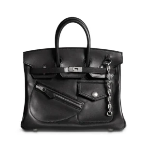 Hermes Birkin 25 Rock Evercalf calfskin, Evergrain Calfskin, Volupto calfskin Black W Stamp